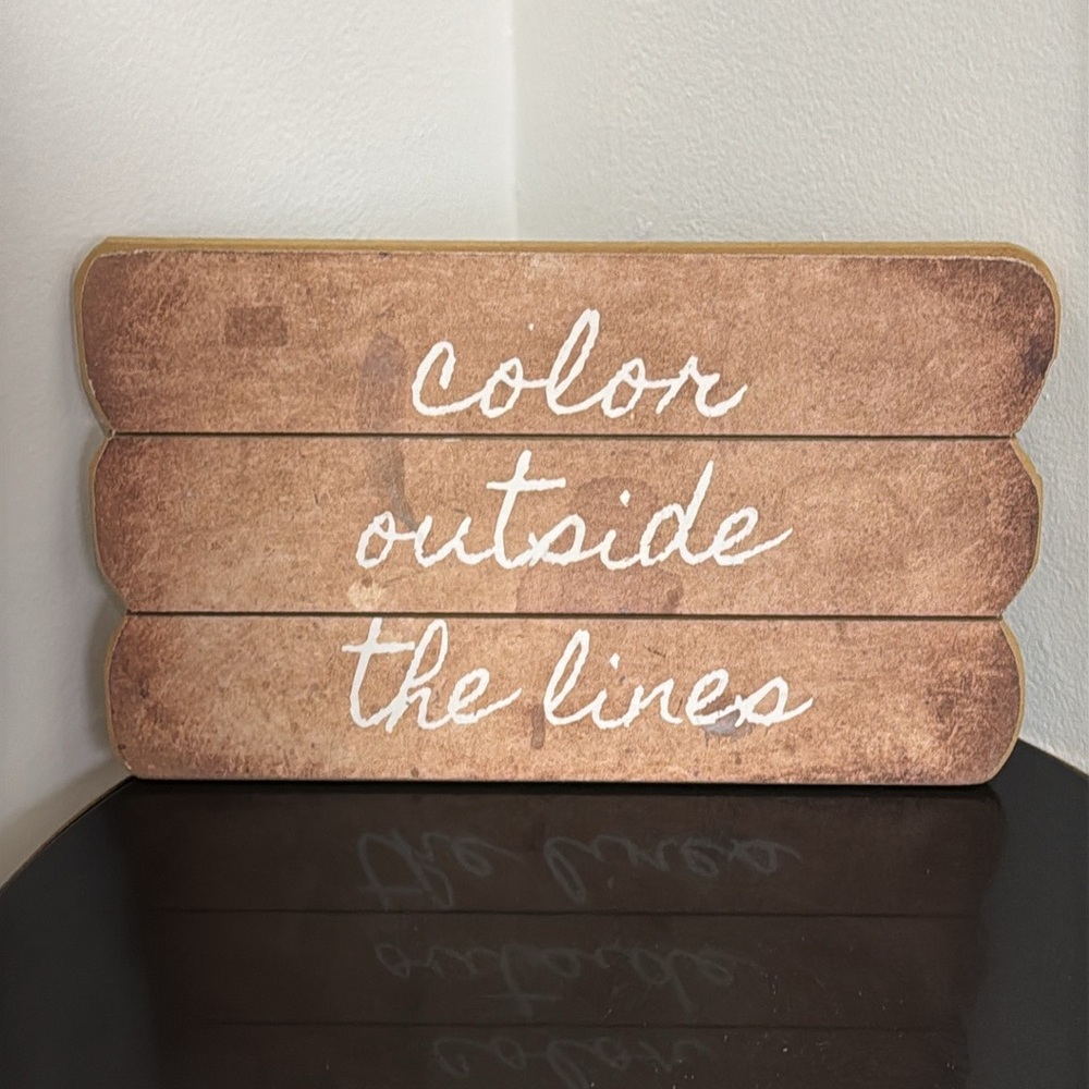 New Pier 1 Color Outside The Lines Live Edge Wood Sign 12x7 NWT